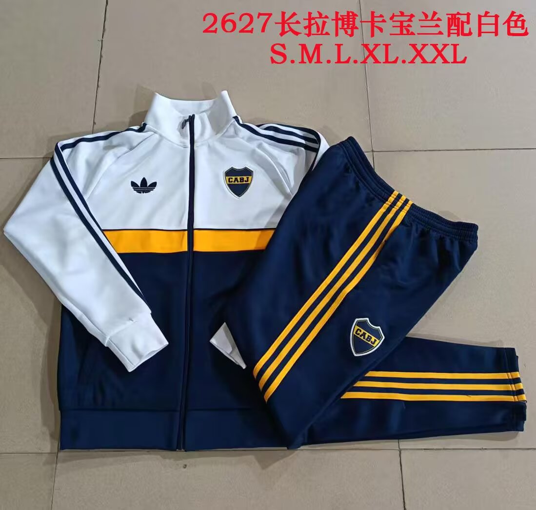 AAA Quality Boca Juniors 26/27 Tracksuit-White/Yellow/Navy Blue